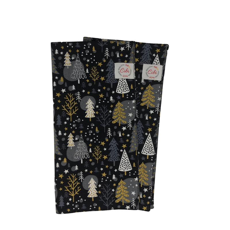 Cibi Asztali textilszalvéta - Karácsonyi fenyőfák sötét színben (2 db)
